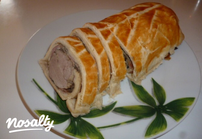 Szűzpecsenye Wellington baconnel