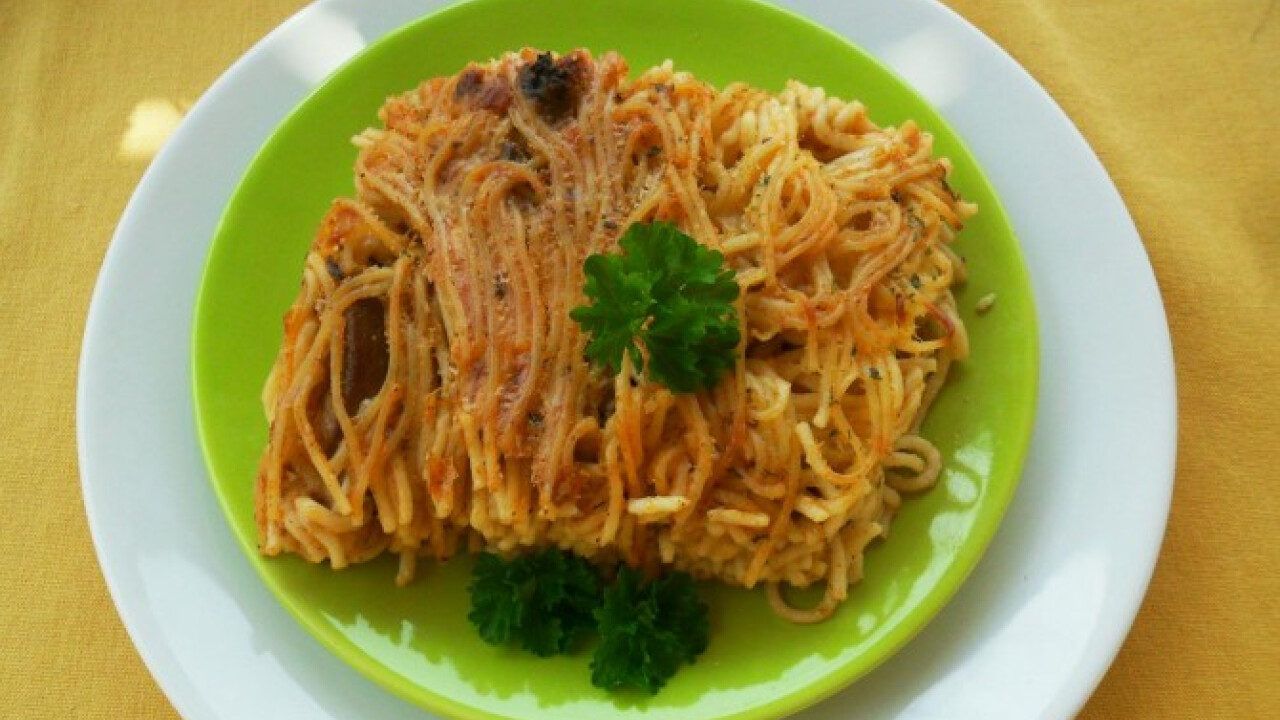Rakott csirkemájas spagetti
