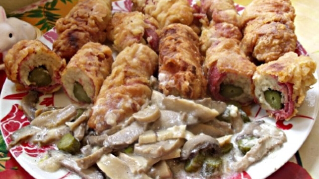 Burgonyapürével töltött tarja gombamártással