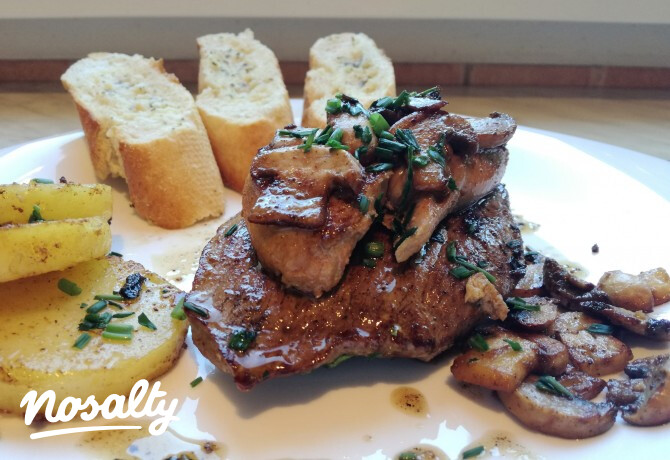 Marha steak hízott libamájjal és pirított gombával