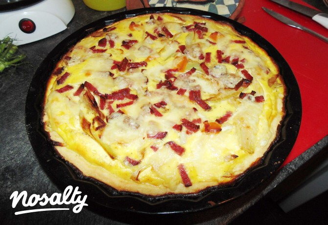 Quiche édesköménnyel és lilahagymával