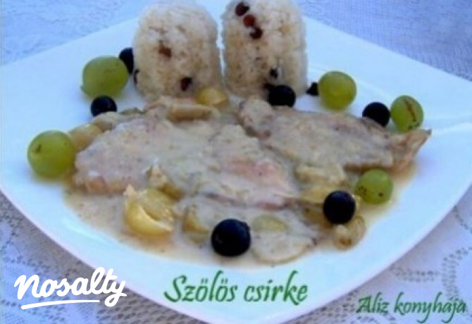 Szőlős csirke mazsolás rizzsel