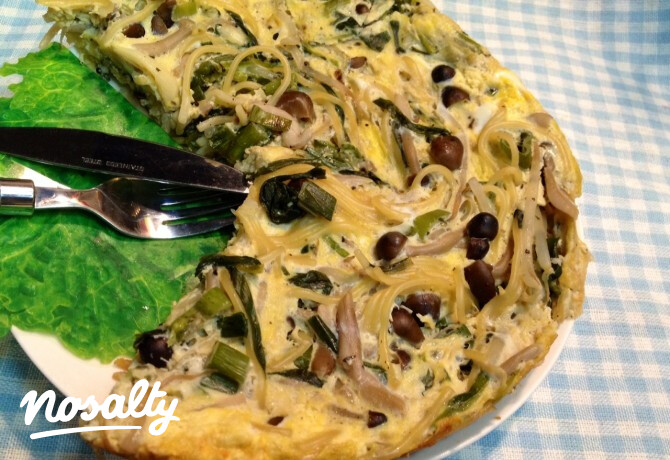 Gombás spagetti omlett