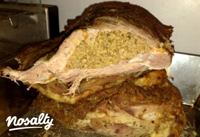 Gombás-májas töltött dagadó