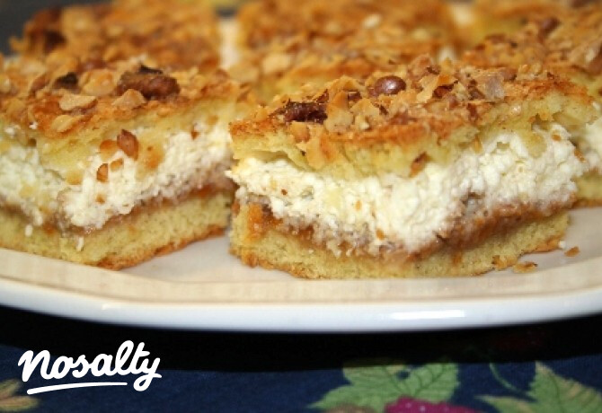 Pihekönnyű túrós-diós-lekváros pite