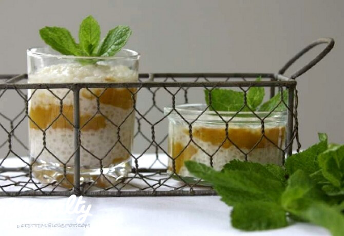 Tápiókapuding mangó coulis-val