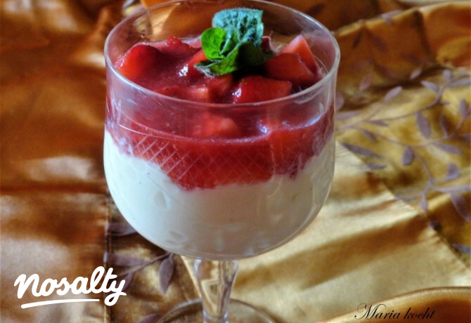 Tojáslikőrös panna cotta eperrel