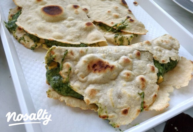 Spenótos-kukoricás quesadilla