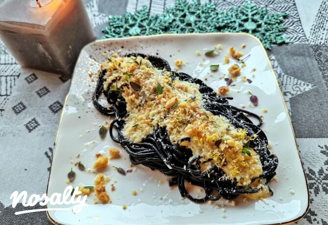 Angyalváró fekete szépiás spagetti