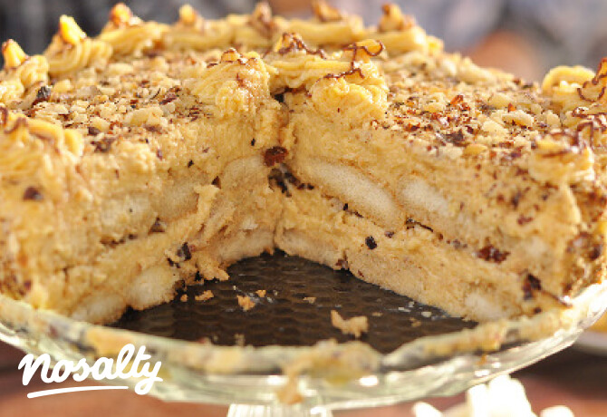 Mogyorós karamellkrém torta sütés nélkül