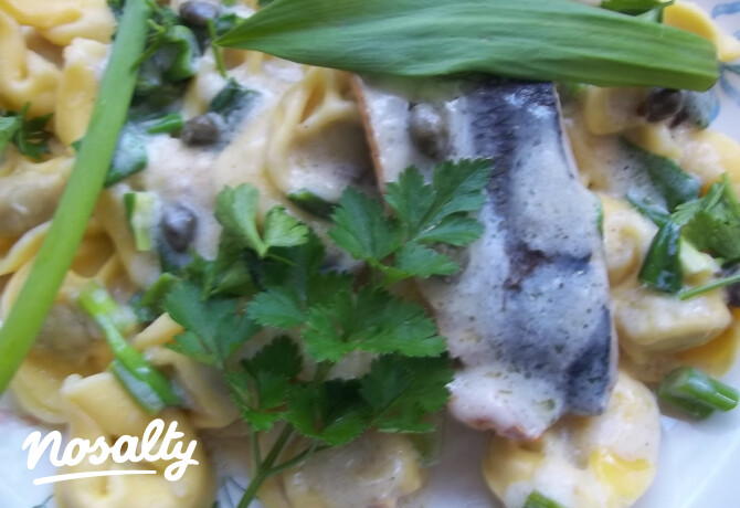 Gombás tortellini fehérboros heringfilével