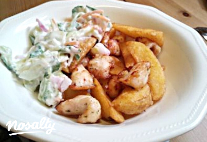 Gyros krumplival és salátával