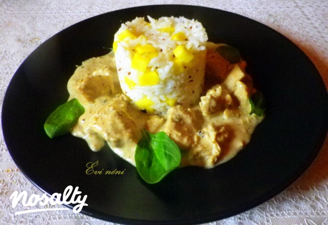 Safed Mie Gulabi-csirke curry