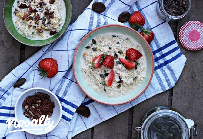 Sárgabarackos tökmagos bircher müzli