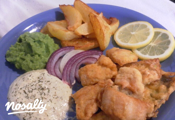 Fish & chips mentás zöldborsóval