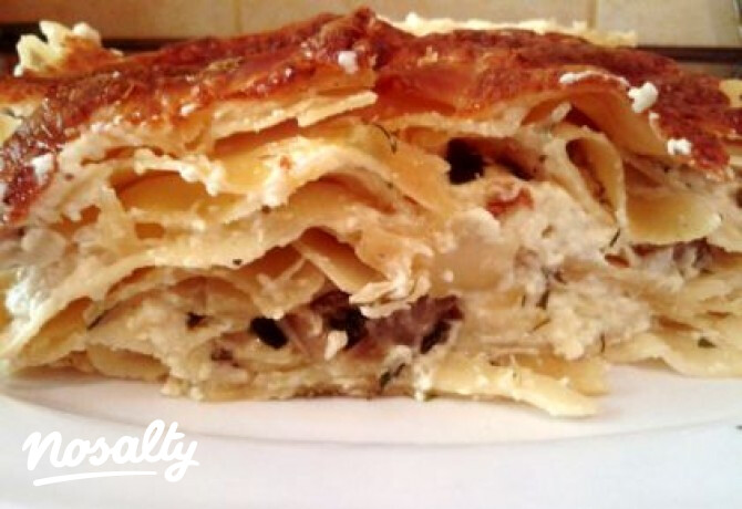 Juhtúrós-kapros-medvehagymás lasagne