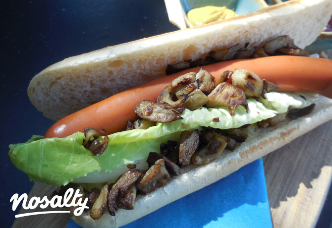 Laskagombás hotdog