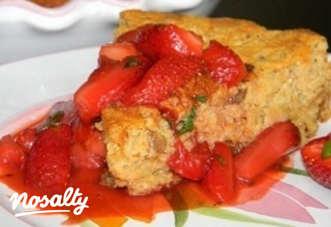 Fűszeres zabpehely-torta mentás epermártással
