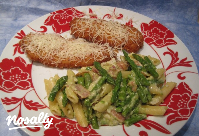 Zöldspárgás-camembertes penne