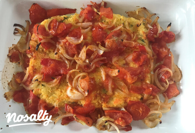 Zöldfűszeres polenta sült zöldségekkel