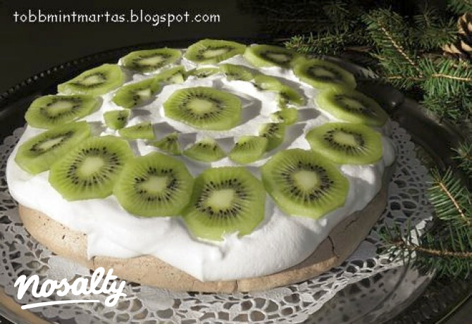 Csokoládé Pavlova torta kivivel