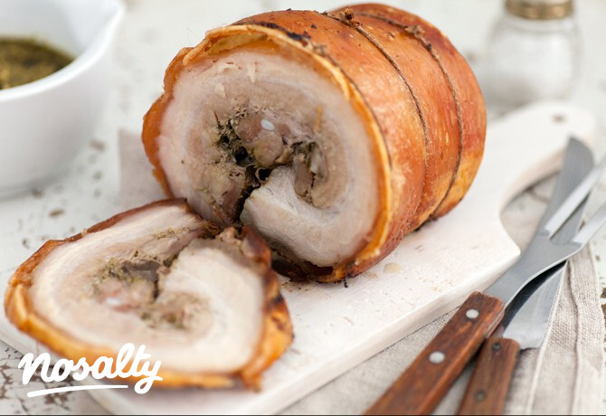 Porchetta diós pestóval