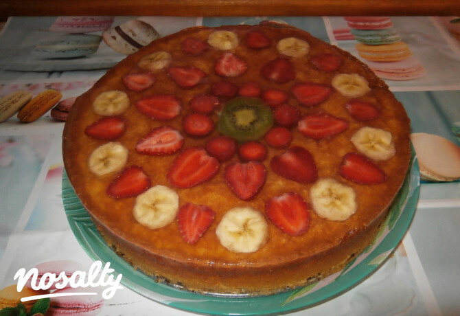 Gyümölcsös túrós-grízes torta