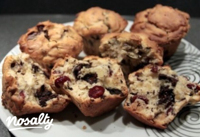 Áfonyás-csokis-mandulás muffin