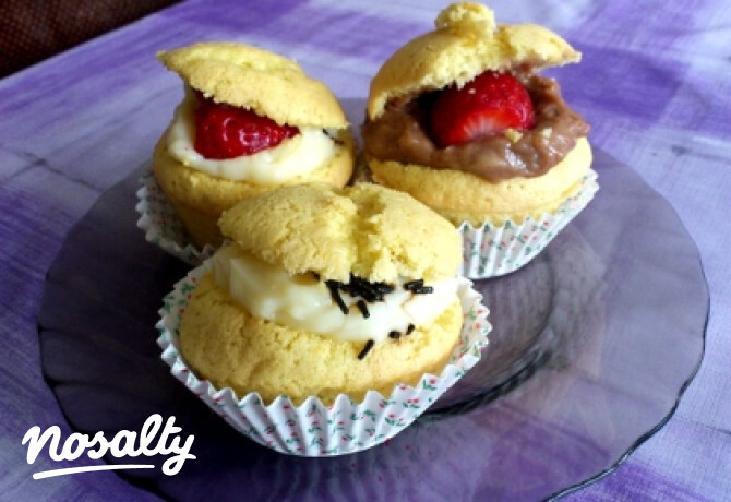 Vaníliás és mogyorós krémmel töltött muffin