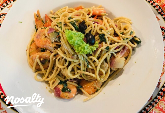 Garnélás-chilis spagetti