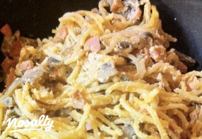 Gombás-virslis spagetti