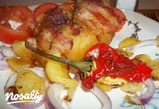 Baconba tekert töltött krumpli