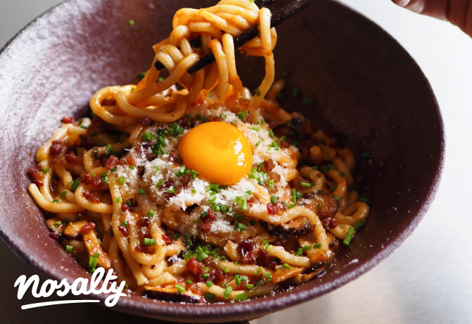 Csípős misós carbonara udon