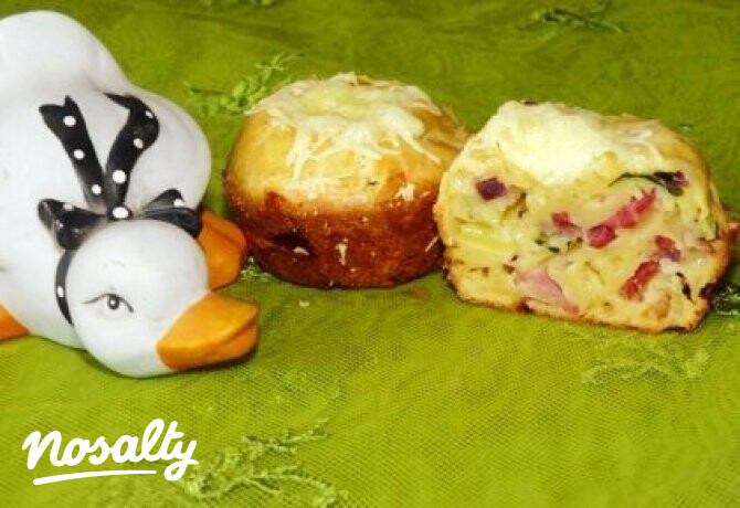 Füstölt sonkás muffin medvehagymával