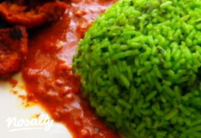 Tandoori csirke zöld rizzsel