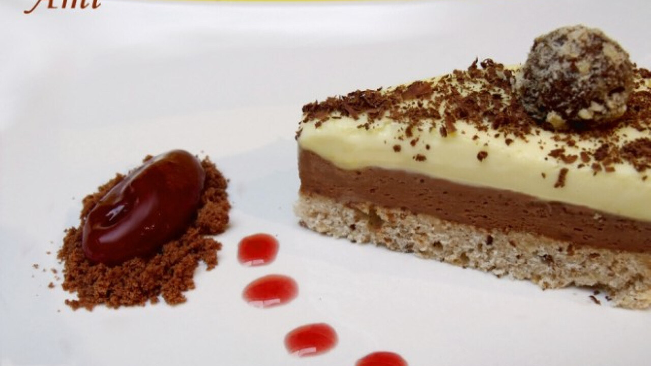 Mousse torta meggysorbet és mogyorótrüffel