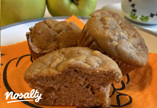 Extra puha, cukormentes almás muffin teljes kiőrlésű tönkölylisztből