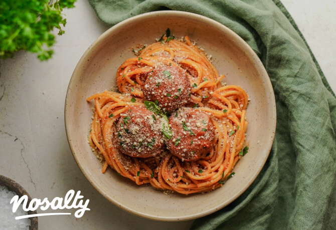 Vegán "húsgolyós" spagetti