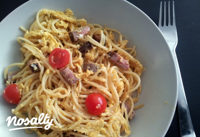 Maradék spagetti maradék grill hússal
