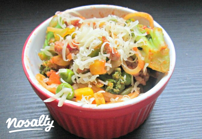 Pulykás-zöldséges spagetti
