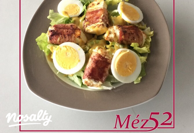 Feta sajt baconben mézes-mustáros dresszinggel