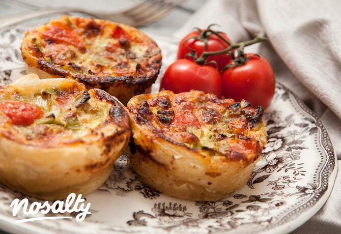 Paradicsomos-pórés mini quiche