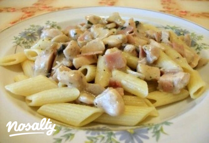 Csirkés-gombás penne 2. - sonkával