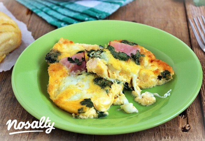 Frittata prosciutto-val és mozzarellával