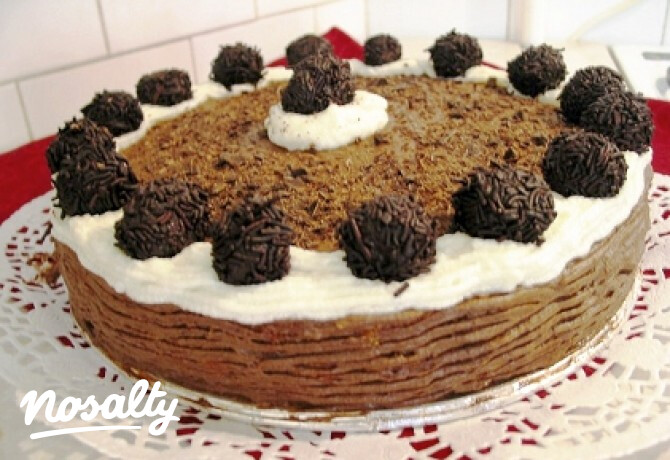 Trüffelgolyós-csokihabos torta