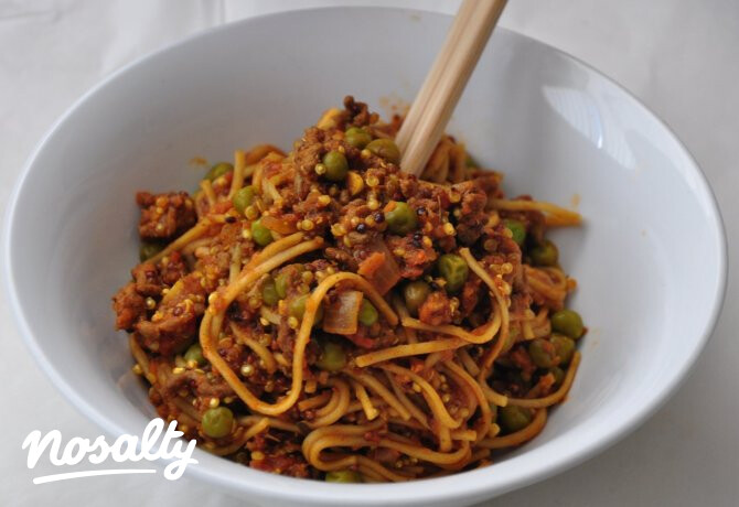 Gazdag mustáros bolognai spagetti