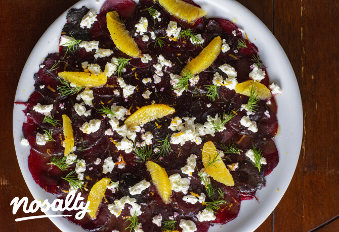 Céklacarpaccio naranccsal, fetával