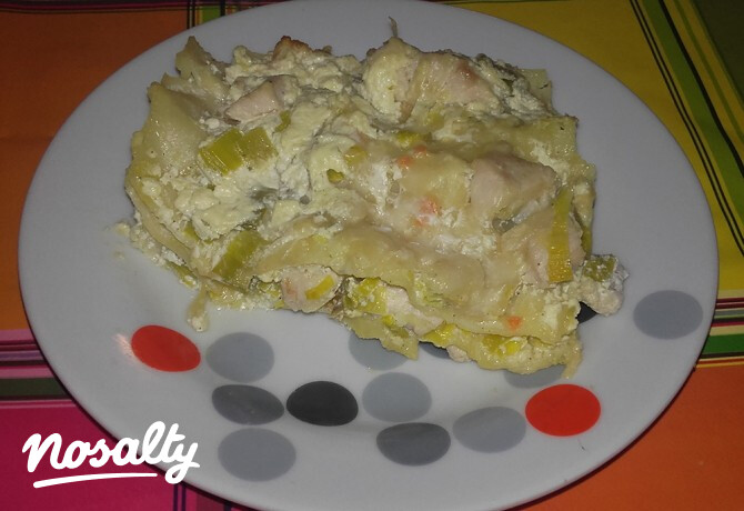 Póréhagymás lasagne
