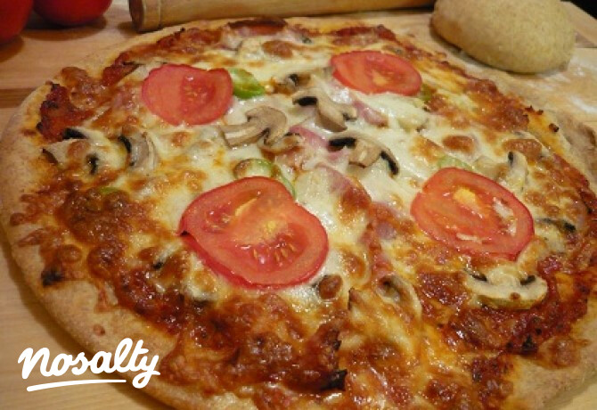 Gombás pizza teljes kiőrlésű lisztből