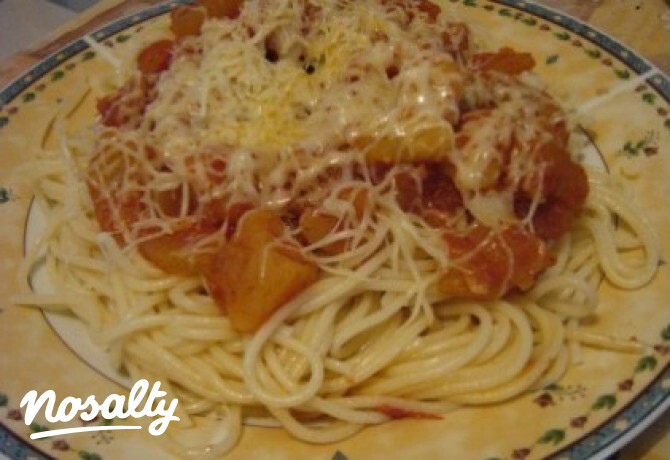 Cukkinis-burgonyás spagetti